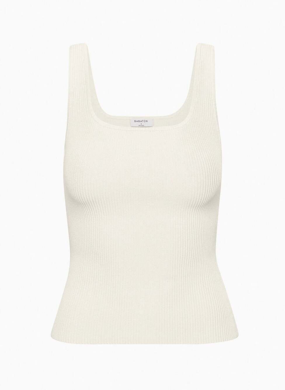 Babaton Sculpt Knit Squareneck Tank Top Off White Size S